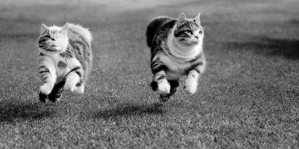 Prompt: filmreel image of a cat running