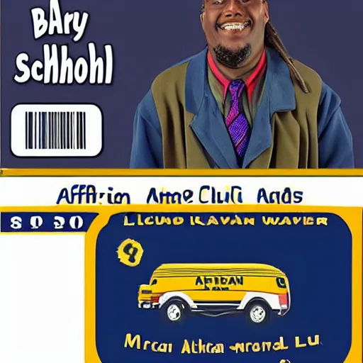 Image similar to african american male school bus driver with dreads, and chubby legs, nametag