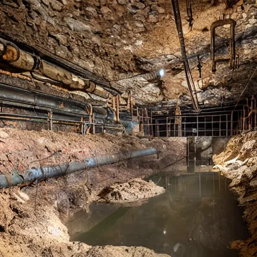 Image similar to underground mine with rusty pipes