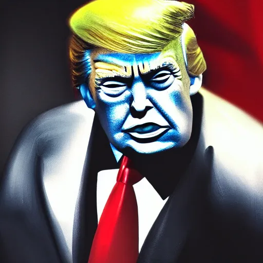 Image similar to donald trump, desk, orc, portrait,