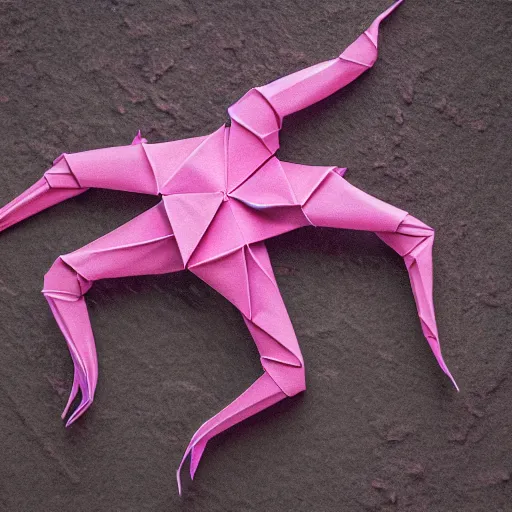 Image similar to an origami octopus, macro photography, ambient light