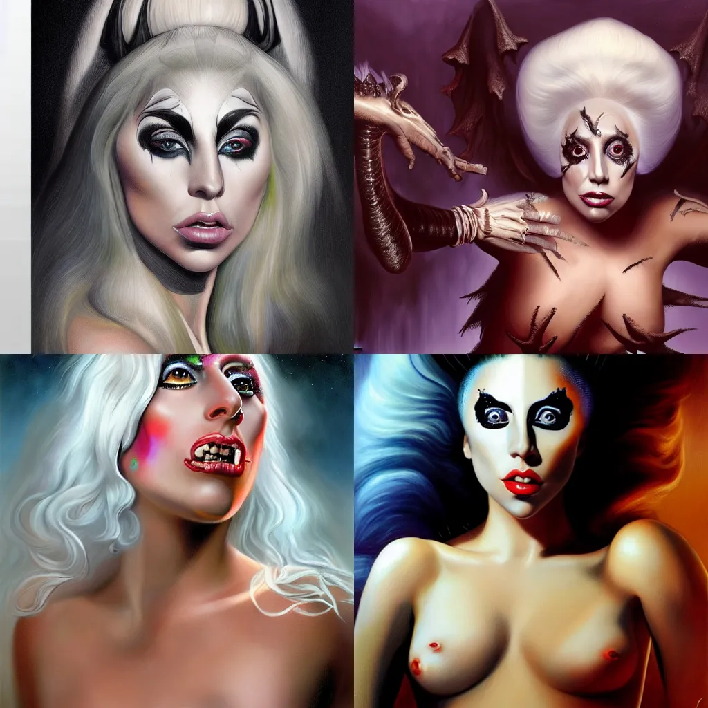 Prompt: Lady Gaga, corpsepaint, d&d, hyper realistic, sharp focus, 4k, fantasy digital painting by boris vallejo