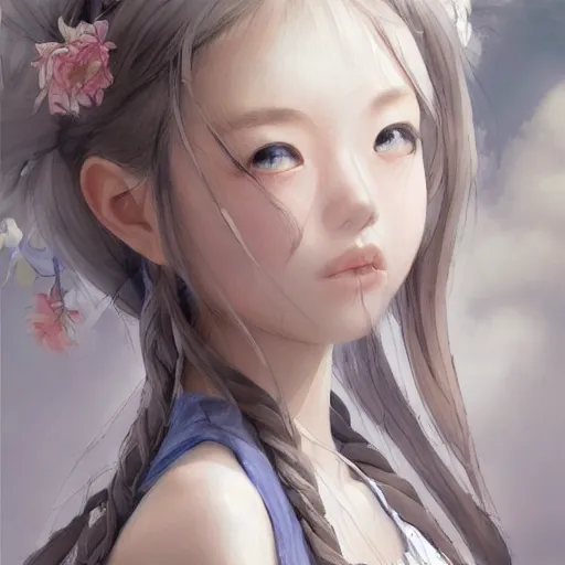 Image similar to dynamic composition, motion, ultra-detailed, incredibly detailed, a lot of details, amazing fine details and brush strokes, colorful and grayish palette, smooth, HD semirealistic anime CG concept art digital painting, watercolor oil painting of a Japanese schoolgirl, by a Chinese artist at ArtStation, by Huang Guangjian, Fenghua Zhong, Ruan Jia, Xin Jin and Wei Chang. Realistic artwork of a Chinese videogame, gradients, gentle an harmonic grayish colors.