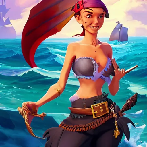 Image similar to jack the pirate mermaid on sea of thieves game avatar hero, behance hd by jesper ejsing, by rhads, makoto shinkai and lois van baarle, ilya kuvshinov, rossdraws global illumination