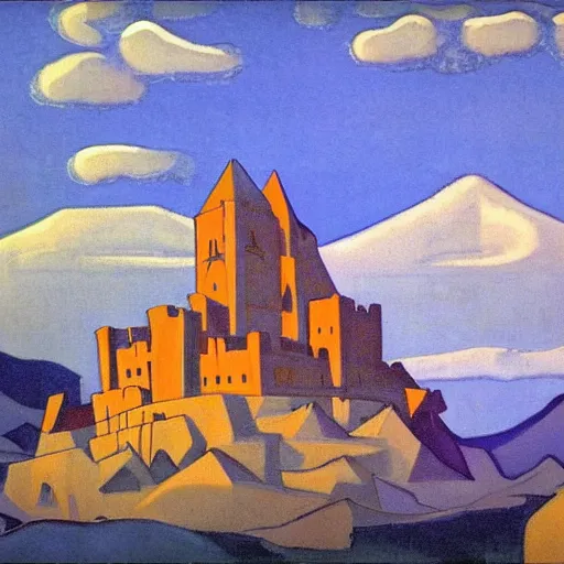 Image similar to A castle in the mountains by Nicholas Roerich