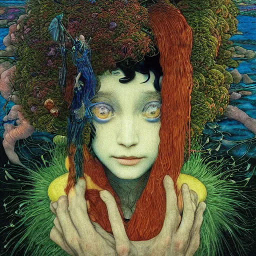 Image similar to A young Kiki from Kikis delivery service pre-raphaelite defined colours , Ivan Bilibin, Austin Osman Spare, high quality, ultra detailed. Beksinski painting, art by Takato Yamamoto. masterpiece, oil on canvas painting, pixelart, pixel sorting, datamosh, glitch. carl spitzweg moebius and tuomas korpi. baroque elements. baroque element. intricate artwork by caravaggio. Oil painting. 3d rendered in octane. cinematin, pixiv, unreal5, 8k