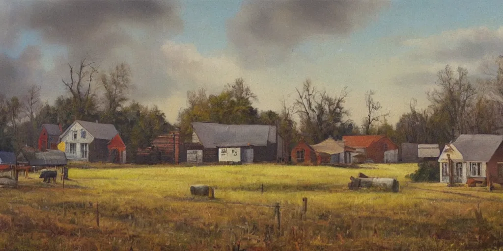 Prompt: oil painting of bishop hill colony illinois by olaf krans