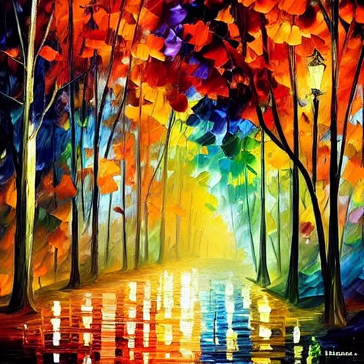 Image similar to “Halloween day, style of Leonid afremov”