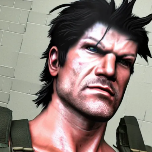 Image similar to An ultra realistic portrait of Solid Snake in Maracaibo, 4k, Ultra realistic, Highly detailed,