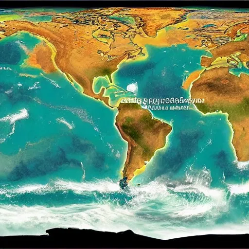 Image similar to this is a land on an unforgiving world of churning oceans and jagged coastlines. every habitable island is situated somewhere along the planet's equator where the weather is still volatile but more hospitable than any points to the north or south