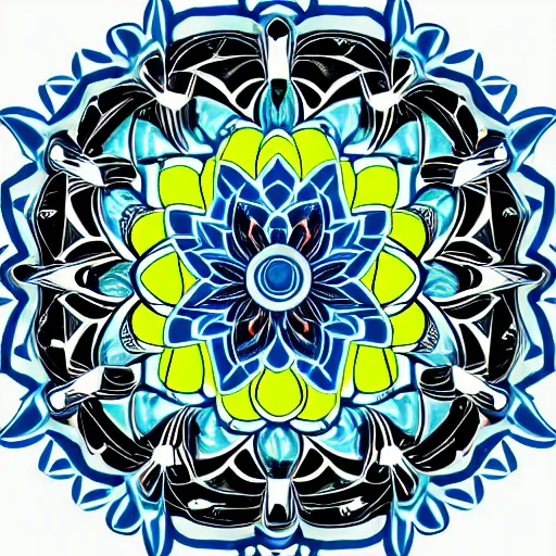 Prompt: A mandala of a lotus flower, digital art