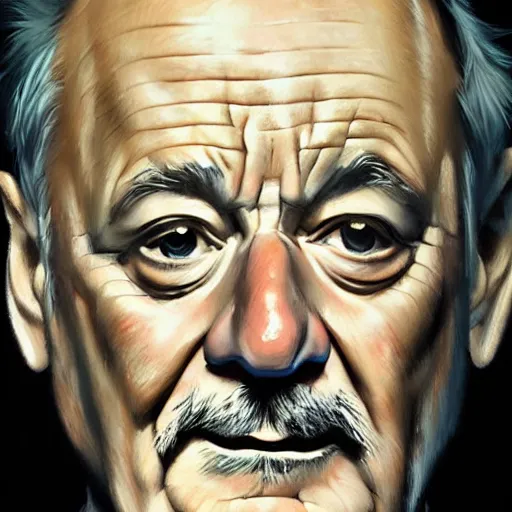 Prompt: close up portrait of bill murray painted by greg rutkowski