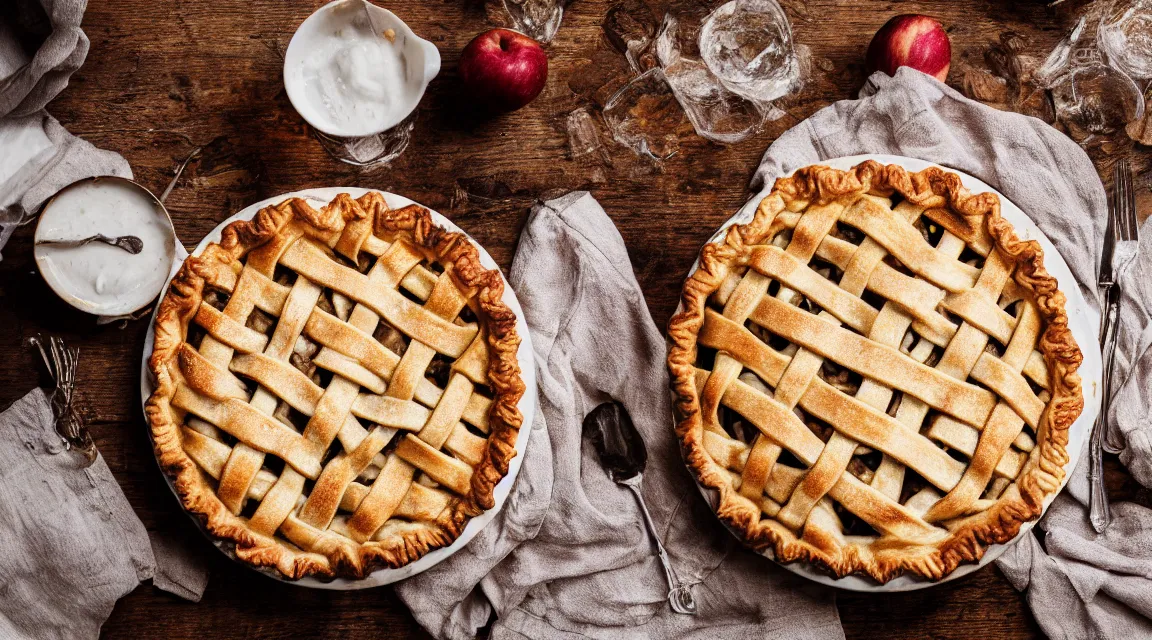 Prompt: photo of a delicious apple pie on a plate on the table of a rustic farmhouse in cornwall food photography, photorealistic, ultra realistic, maximum detail, recipes.com, epicurious, instagram 8k, volumetric light, cinematic, octane render