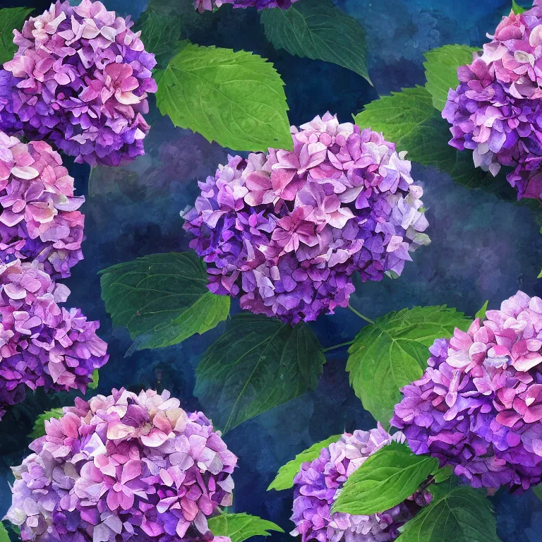 Image similar to a beautiful painting of hydrangea, clematis theme logo, clematis theme banner, clematis design, clematis in the deep sea, clematis like stars in the sky, hydrangea, trending on artstation, warm light, lovely and cute, fantasy art, 8 k resolution, highly detailed