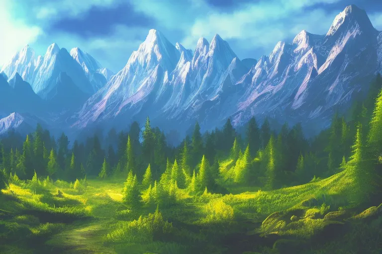 Image similar to mountain forest, digital art, hd wallpaper
