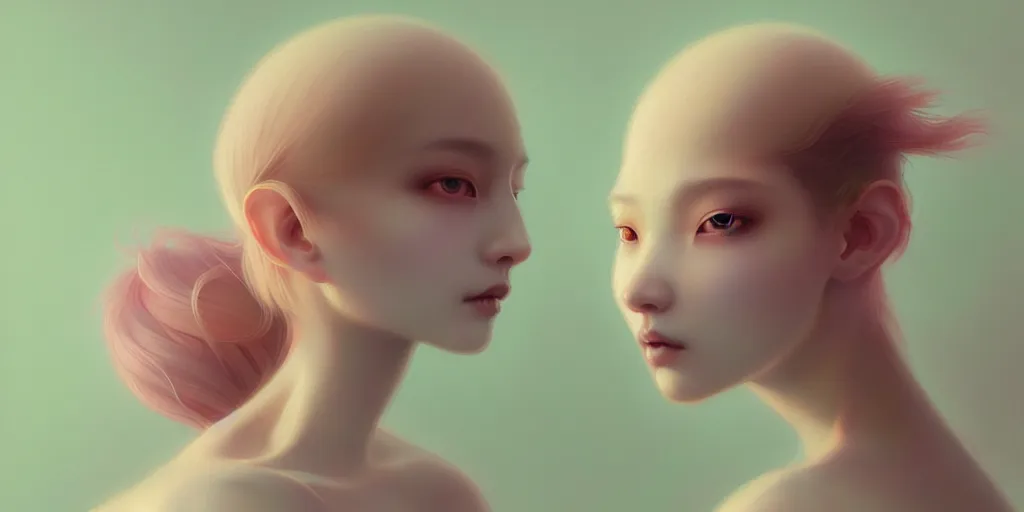 Image similar to breathtaking delicate detailed concept art painting creature, by hsiao - ron cheng, bizarre compositions, exquisite detail, pastel colors, 8 k