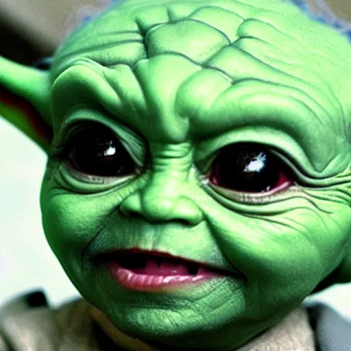 Image similar to Baby Yoda with joker facepaint on 4k Quality