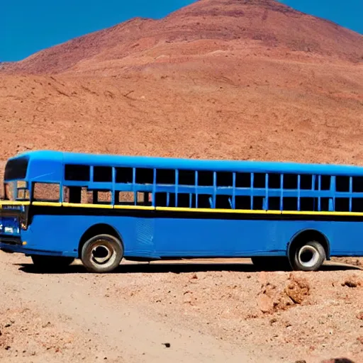 Image similar to Blue bus transformer fight in a desert