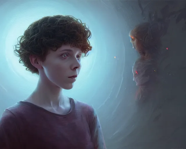 Image similar to highly detailed portrait of sophia lillis, in annihilation ( 2 0 1 8 ), stephen bliss, unreal engine, fantasy art by greg rutkowski, loish, rhads, ferdinand knab, makoto shinkai and lois van baarle, ilya kuvshinov, rossdraws, tom bagshaw, global illumination, radiant light, detailed and intricate environment