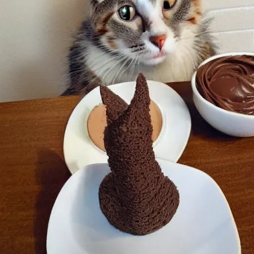 Prompt: a cat made out of nutella chocolate