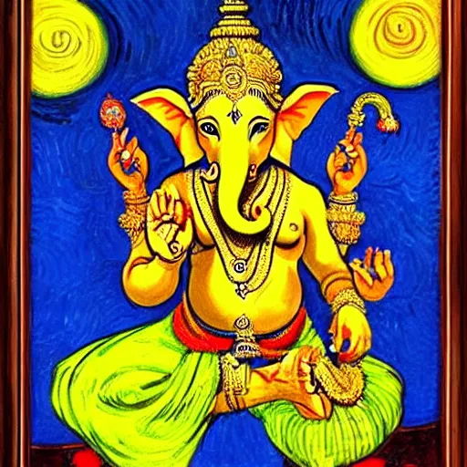 Image similar to hindu god ganesha painted by van gogh