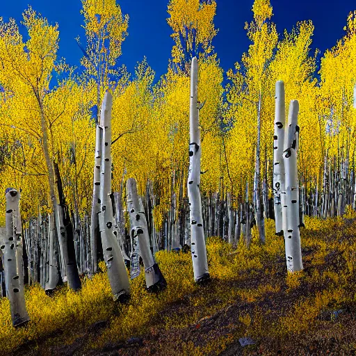 Image similar to Aspen Cemetery near the base of a mountain with an Aspen Grove, photo-realistic, high resolution, 8k, Colorado