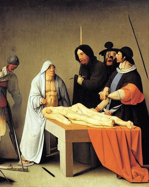 Prompt: Death Of Marat By Jacques-Louis David painting by Hieronymus Bosch