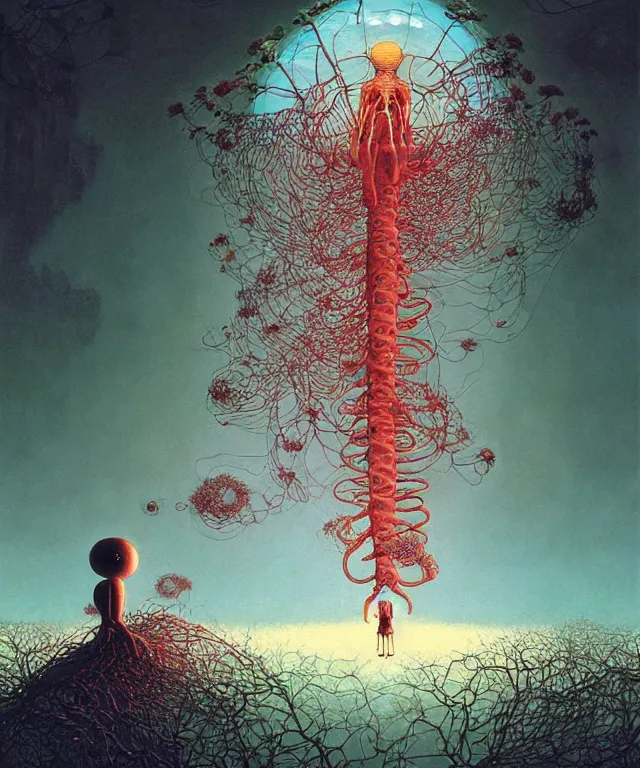 Prompt: early colour 8k photo of the miracle of life by Goro Fujita and Simon Stalenhag, by H.R.Giger, Vania Zouravliov, by Ayami Kojima, Amano, Takato Yamamoto