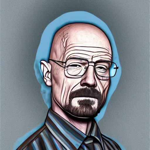 Prompt: Walter White, accurate anatomy, highly detailed, digital art, centered, portrait, colored