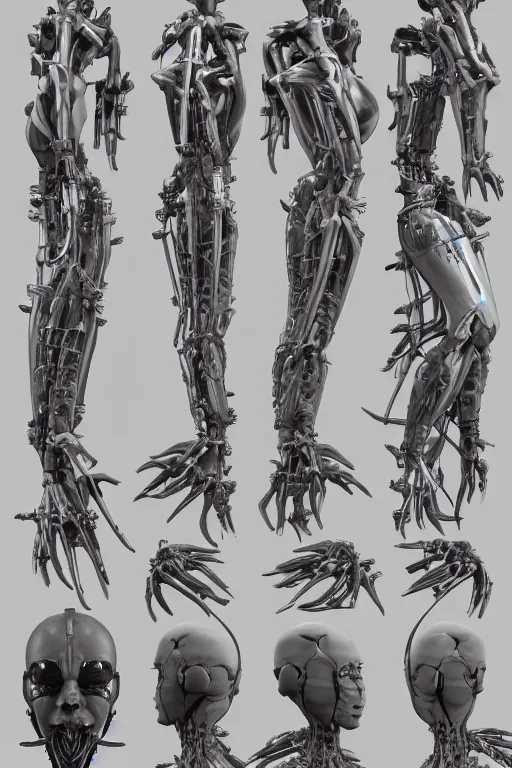Prompt: very symmetrical!! video game assets, cyborg medusa with gunmetal grey skin, medical muscle anatomy, cyberpunk face, highly detailed, prosthetic limbs, anime mecha aesthetic, hydraulic pistion, three - view reference sheet ( front / back / side ), in the style of soufiane idrassi, artstation, unreal engine