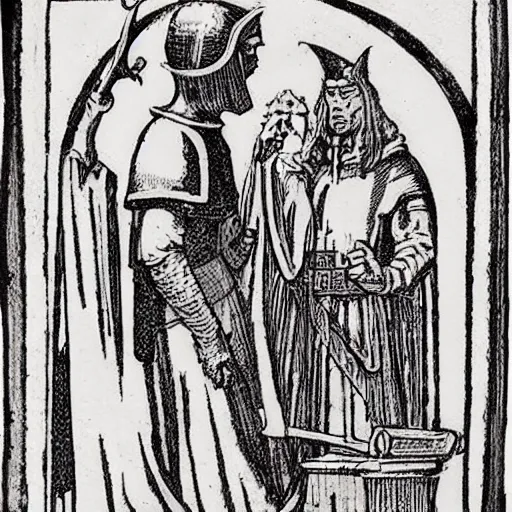 Image similar to medieval character stamp in medieval style by frank godwin and moebius, ink outline, charcoal on paper, exlibris, rubber stamp