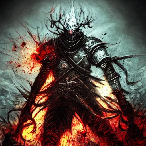 Image similar to chaos, night, rot, blood, epic art, dark souls, highly detailed