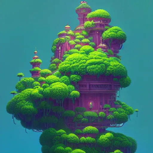 Image similar to a emerald saphire ruby floating living island :: studio ghibli, beeple and James Gilleard and Justin Gerard :: ornate, dynamic, particulate, rich colors, intricate, elegant, highly detailed, centered, artstation, smooth, sharp focus, octane render, 3d