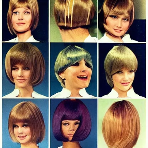 Prompt: hair cut style guide, 1970's