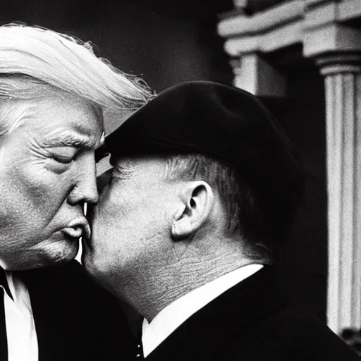 Image similar to still of donald trump kissing adolf hitler