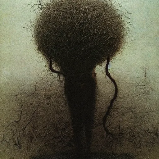 Image similar to tom waits by beksinski