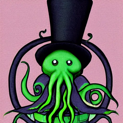 Image similar to cthulhu wearing a top hat