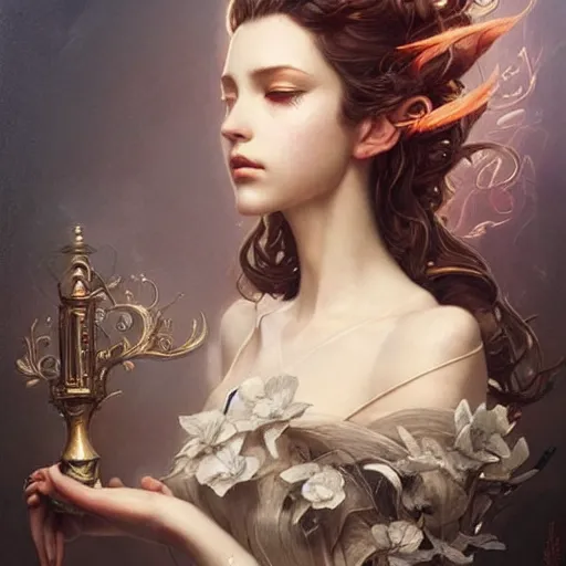 Image similar to aerith gainsborough, intricate, elegant, highly detailed, smooth, sharp focus, award - winning, masterpiece, in the style of tom bagshaw, cedric peyravernay, peter mohrbacher, pinterest