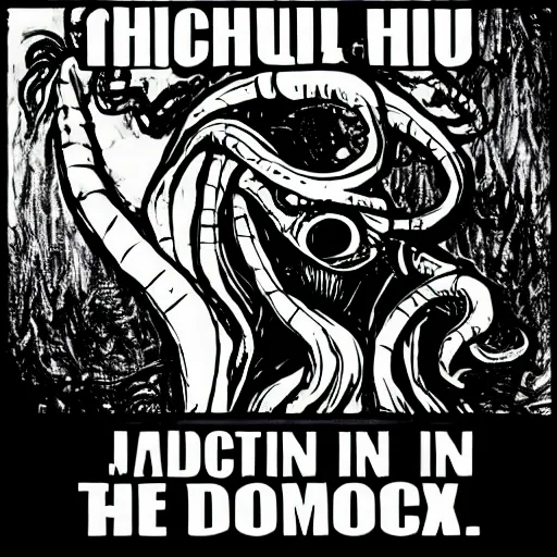 Image similar to cthulhu on the dj decks