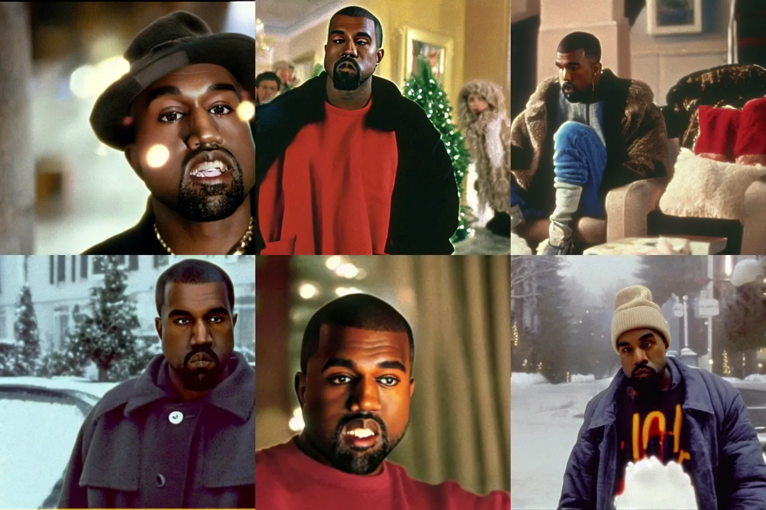 Prompt: A Still of Kanye West\'s guest appearance in Home Alone (1990)