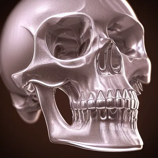 Image similar to magic crystal skull , clear liquid inside, with silver runes on it, photorealistic, product photography, 3D, octane render, blender, item