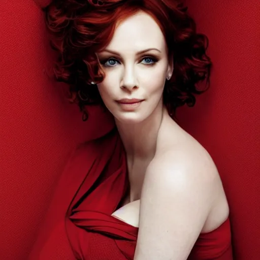 Image similar to portrait of christina hendricks and charlize theron hybrid by mario testino, 3 / 4 view, detailed, award winning, sony a 7 r