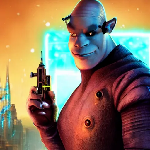 Image similar to Cyberpunk Shrek