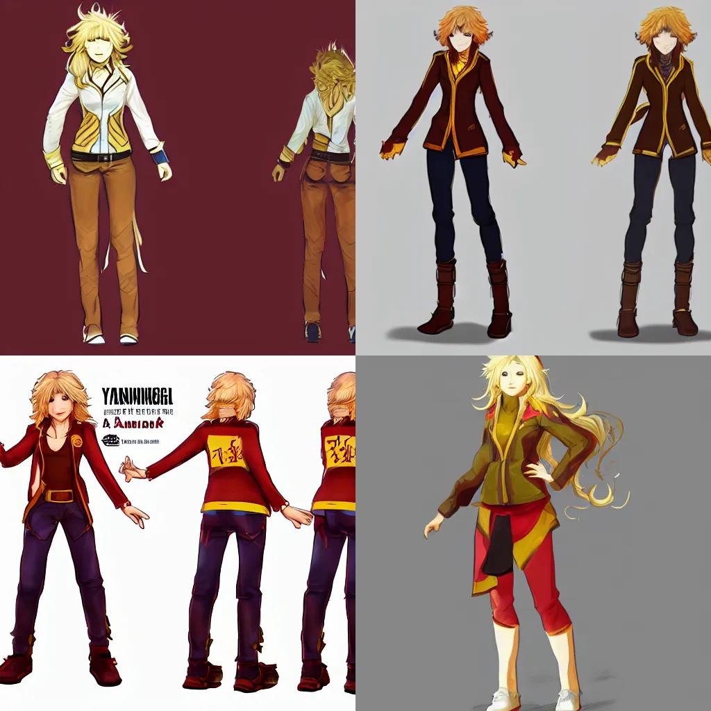 Prompt: Yang Xiao Long, character concept art