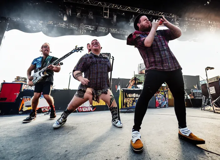 Prompt: photo still of shrek at the vans warped tour 2 0 1 8!!!!!!!! at age 3 6 years old 3 6 years of age!!!!!!!! getting lit in the pit, 8 k, 8 5 mm f 1. 8, studio lighting, rim light, right side key light