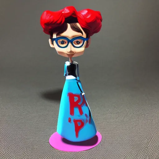 Prompt: audrey hepburn cos play butcher billy, stop motion vinyl action figure, plastic, toy, butcher billy style