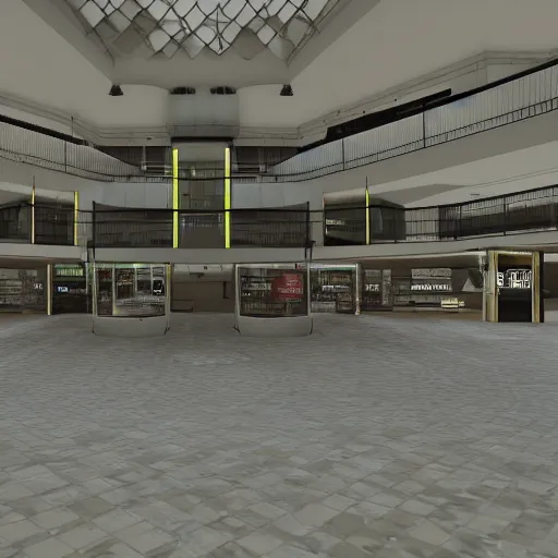 Prompt: an empty mall in garry's mod