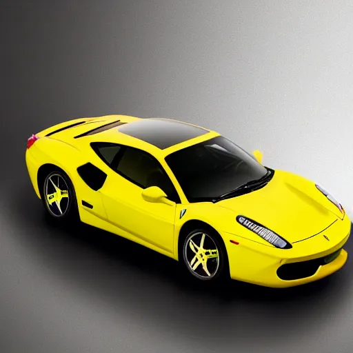 Prompt: hyperrealist highly detailed yellow Ferrari, visible driver, concept art pascal blanche dramatic studio lighting 8k wide angle shallow depth of field