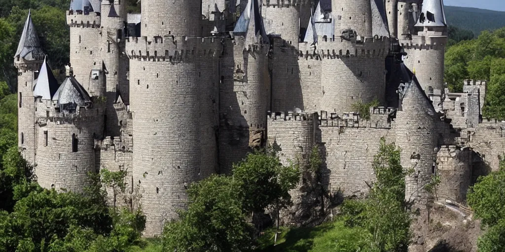 Image similar to huge medieval fantasy castle falling to the ground