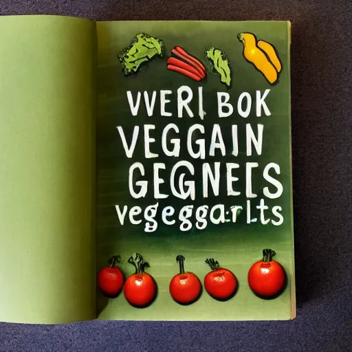 Prompt: a book that has the word vegetables written on it